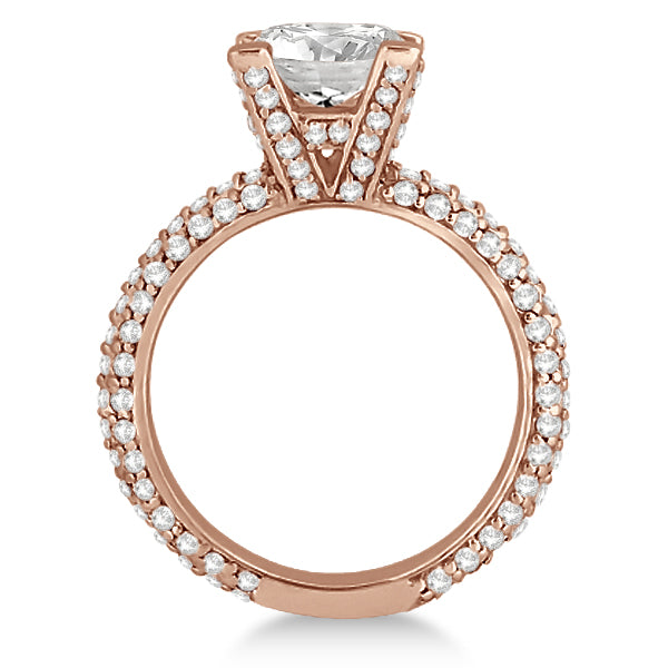 Eternity Pave Set Trio Lab Grown Diamond Engagement Ring 18k Rose Gold (0.88ct)