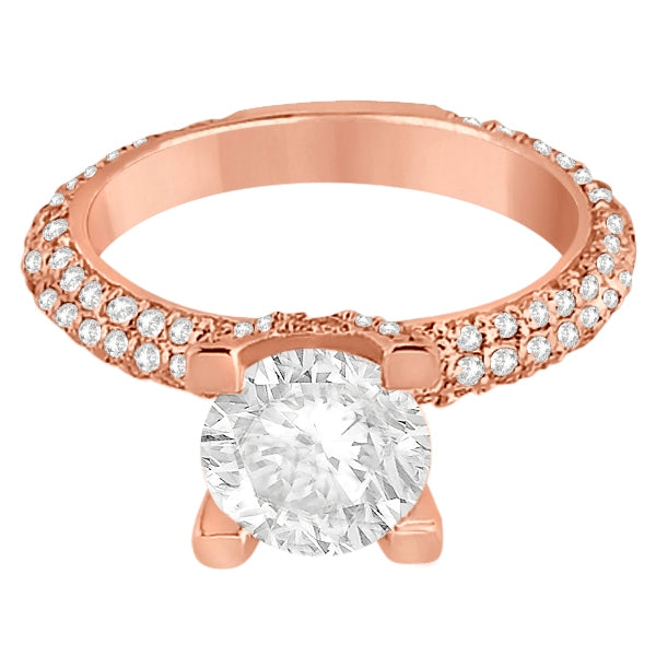 Eternity Pave Set Trio Lab Grown Diamond Engagement Ring 18k Rose Gold (0.88ct)