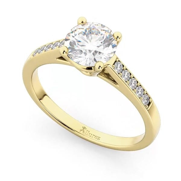 Cathedral Pave Diamond Engagement Ring Setting 14k Yellow Gold (0.20ct)