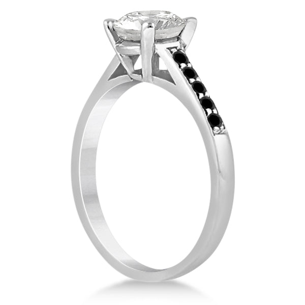 Cathedral Pave Black Diamond Engagement Ring 14k White Gold (0.20ct)