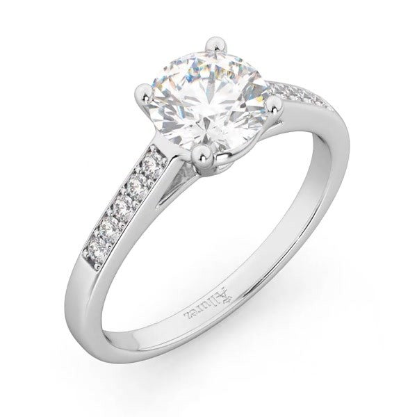 Cathedral Pave Diamond Engagement Ring Setting 18k White Gold (0.20ct)