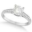 Cathedral Style Round Diamond Engagement Ring 14k White Gold (0.75ct)