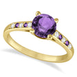 Cathedral Amethyst & Diamond Engagement Ring 14k Yellow Gold (1.20ct)