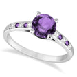 Cathedral Amethyst & Diamond Engagement Ring 18k White Gold (1.20ct)