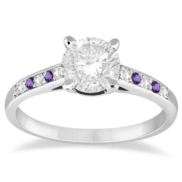 Cathedral Amethyst & Diamond Engagement Ring Palladium (0.20ct)
