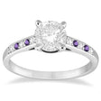 Cathedral Amethyst & Diamond Engagement Ring Palladium (0.20ct)