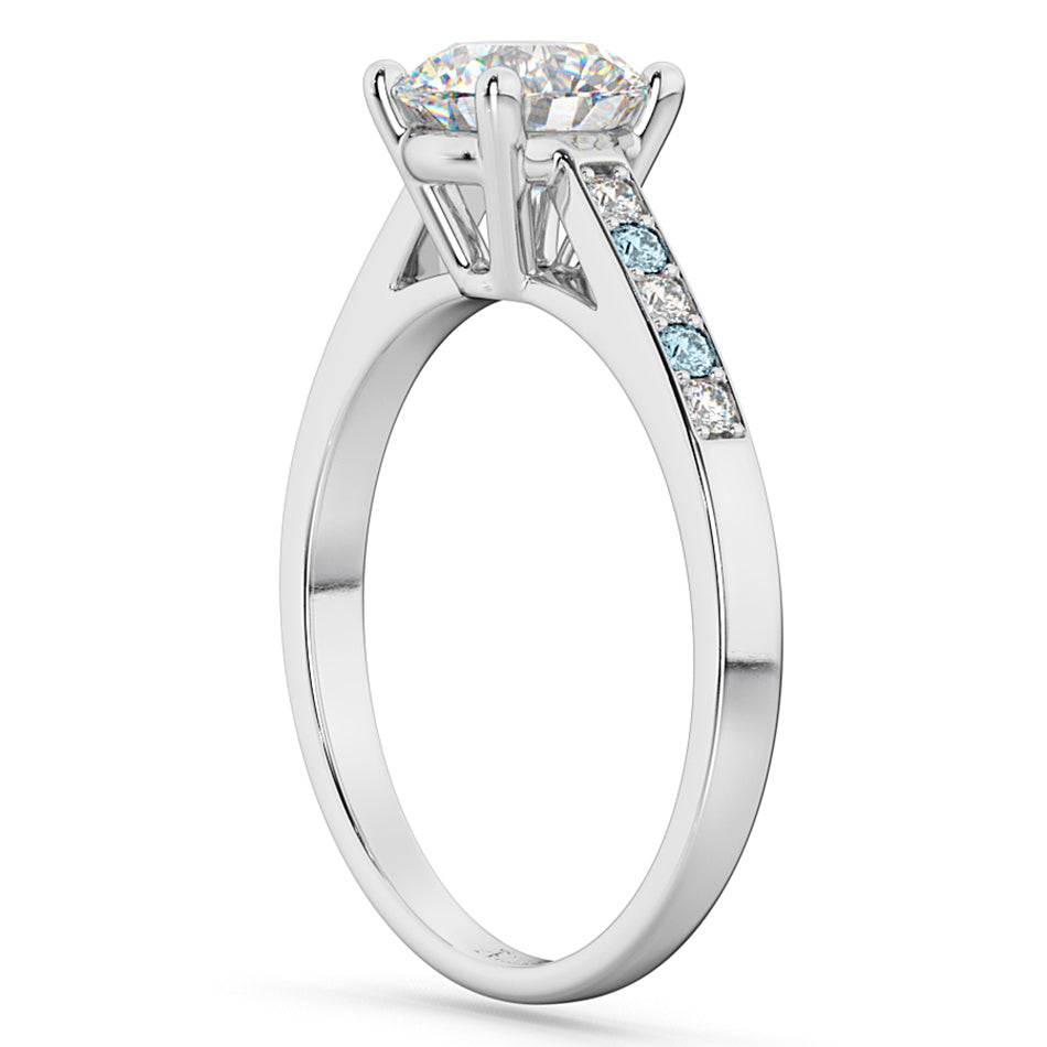 Cathedral Aquamarine & Diamond Engagement Ring 18k White Gold (0.20ct)