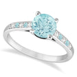 Cathedral Aquamarine & Diamond Engagement Ring 14k White Gold (1.20ct)