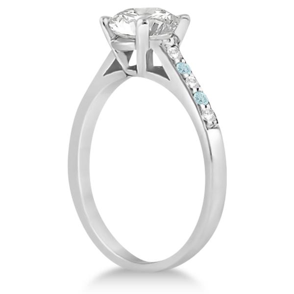 Cathedral Aquamarine & Diamond Engagement Ring Palladium (0.20ct)