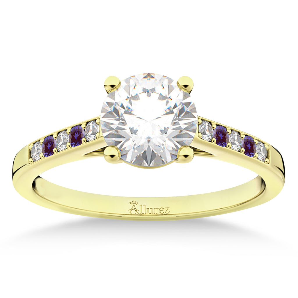 Cathedral Lab Alexandrite & Diamond Engagement Ring 14k Yellow Gold (0.20ct)