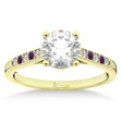 Cathedral Lab Alexandrite & Diamond Engagement Ring 14k Yellow Gold (0.20ct)