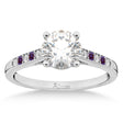 Cathedral Lab Alexandrite & Diamond Engagement Ring 18k White Gold (0.20ct)