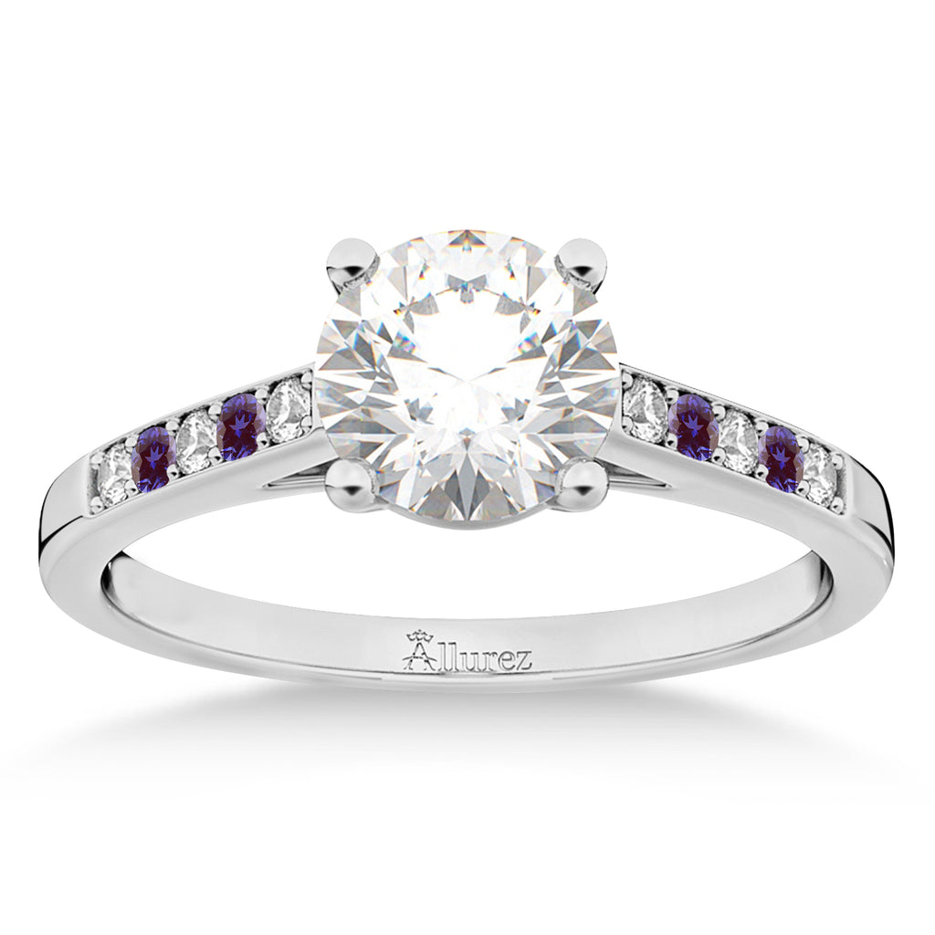 Cathedral Pave Lab Alexandrite & Diamond Engagement Ring Palladium (0.20ct)