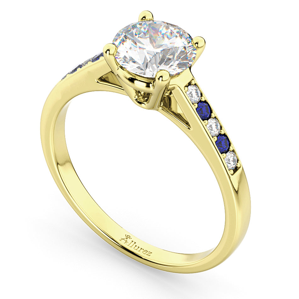 Cathedral Sapphire & Diamond Engagement Ring 14k Yellow Gold (0.20ct)
