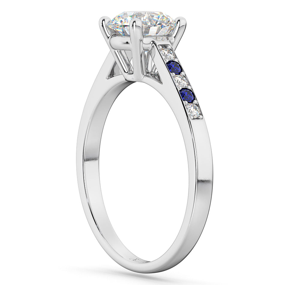 Cathedral Sapphire & Diamond Engagement Ring 18k White Gold (0.20ct)