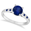 Cathedral Blue Sapphire & Diamond Engagement Ring 14k White Gold (1.20ct)
