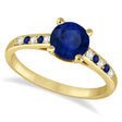 Cathedral Blue Sapphire & Diamond Engagement Ring 14k Yellow Gold (1.20ct)