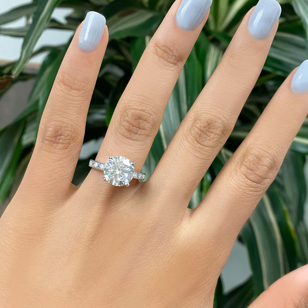 Cathedral Blue Topaz & Diamond Engagement Ring 14k White Gold (0.20ct)