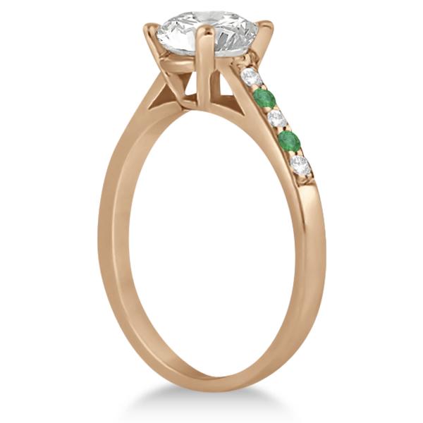 Cathedral Emerald & Diamond Engagement Ring 14k Rose Gold (0.20ct)