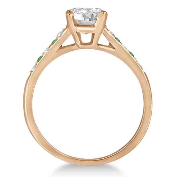 Cathedral Emerald & Diamond Engagement Ring 14k Rose Gold (0.20ct)