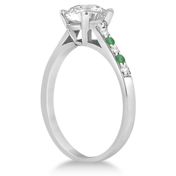 Cathedral Emerald & Diamond Engagement Ring 18k White Gold (0.20ct)