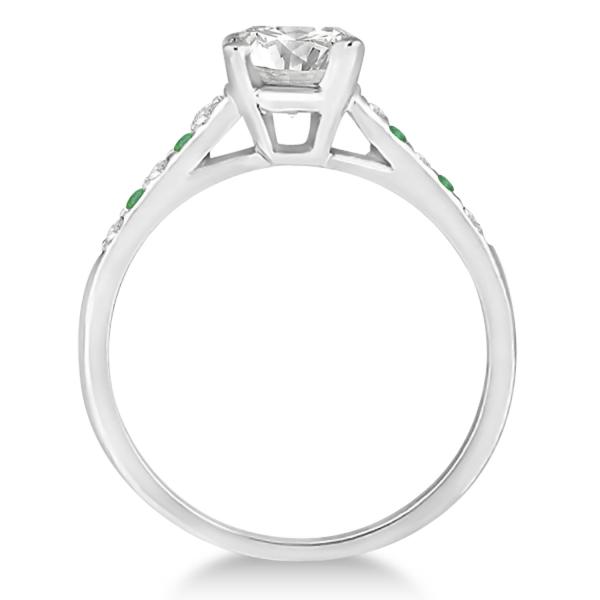 Cathedral Emerald & Diamond Engagement Ring 18k White Gold (0.20ct)