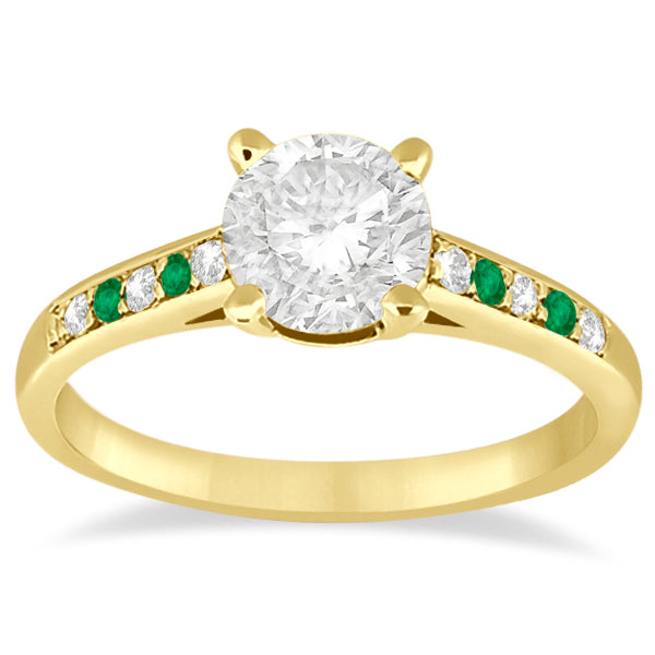 Cathedral Emerald & Diamond Engagement Ring 18k Yellow Gold (0.20ct)