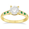 Cathedral Emerald & Diamond Engagement Ring 18k Yellow Gold (0.20ct)