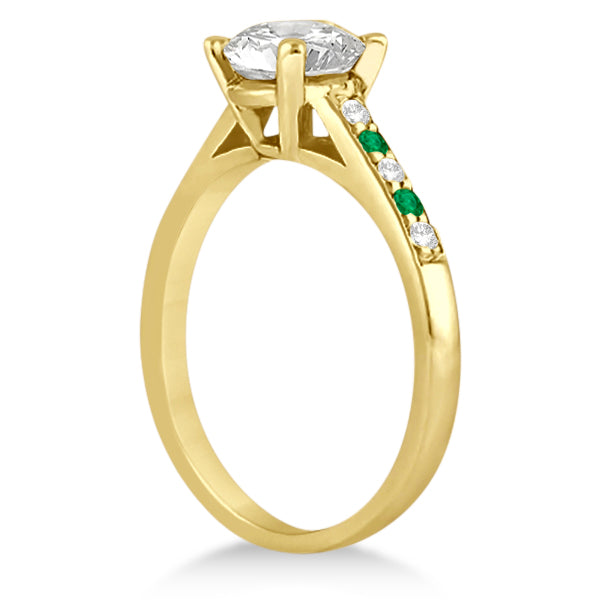 Cathedral Emerald & Diamond Engagement Ring 18k Yellow Gold (0.20ct)