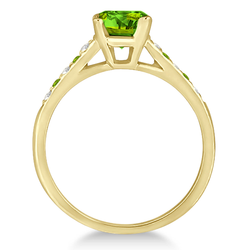 Cathedral Peridot & Diamond Engagement Ring 14k Yellow Gold (1.20ct)