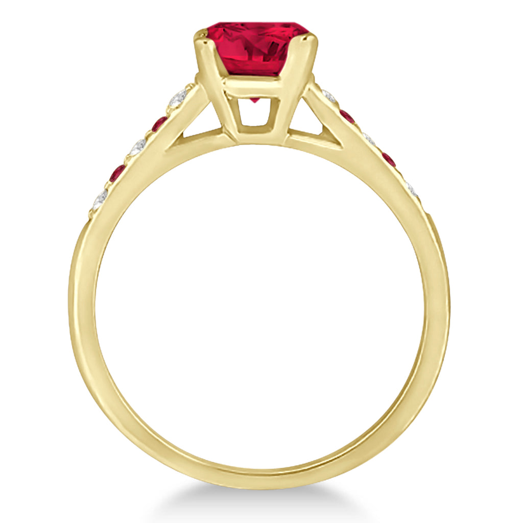 Cathedral Ruby & Diamond Engagement Ring 14k Yellow Gold (1.20ct)