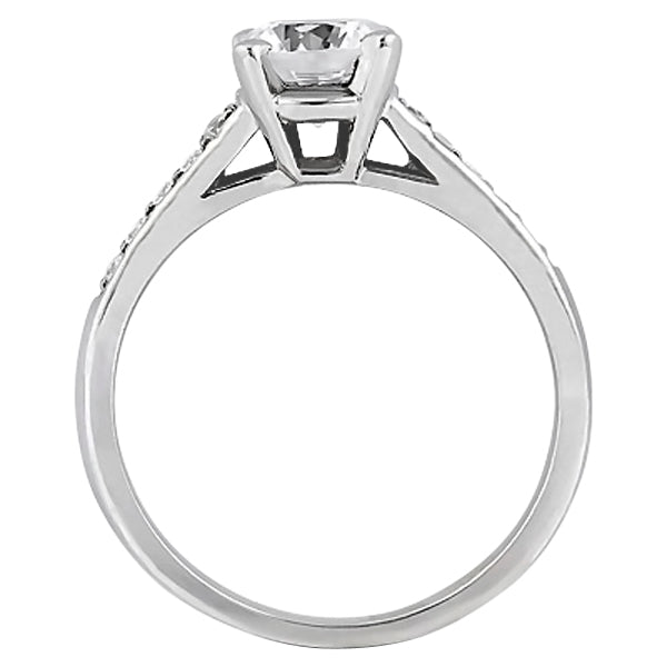 Cathedral Pave Lab Grown Diamond Engagement Ring Setting 14k White Gold (0.20ct)