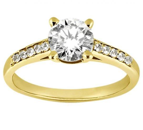 Cathedral Pave Lab Diamond Engagement Ring Setting 14k Yellow Gold (0.20ct)