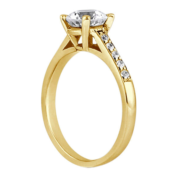 Cathedral Pave Lab Diamond Engagement Ring Setting 14k Yellow Gold (0.20ct)