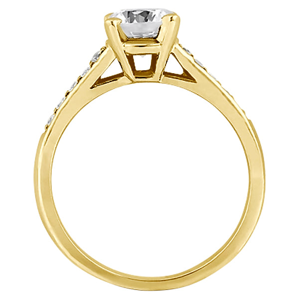Cathedral Pave Lab Diamond Engagement Ring Setting 14k Yellow Gold (0.20ct)