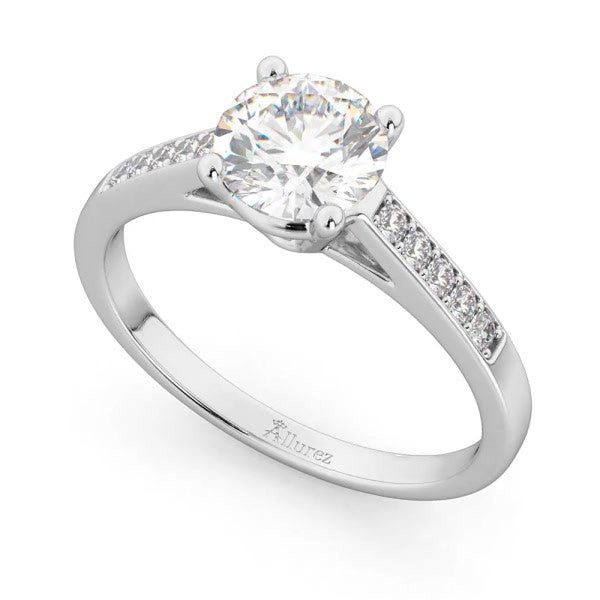 Cathedral Pave Diamond Engagement Ring Setting Platinum (0.20ct)