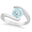 Tension Set Solitaire Aquamarine Engagement Ring 14k White Gold 2.00ct