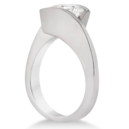 Tension Set Lab Diamond Engagement Ring & Band Bridal Set in Palladium