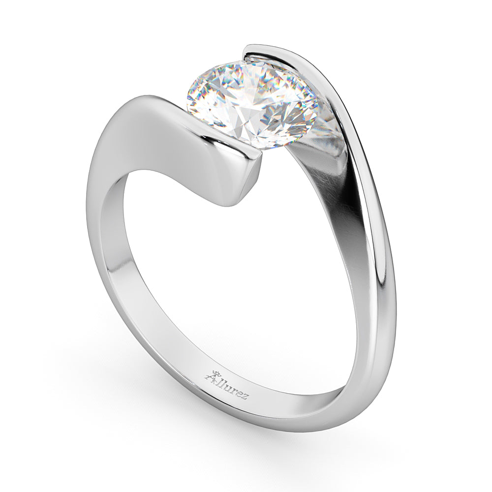 Tension Set Solitaire Moissanite Engagement Ring in Palladium 1.00ct
