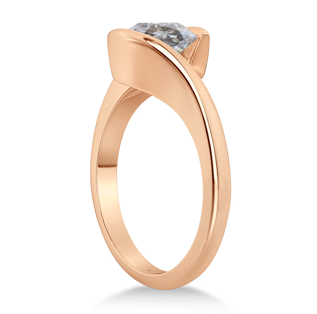 Tension Set Solitaire Salt & Pepper Diamond Engagement Ring 14k Rose Gold 1.25ct