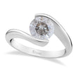 Tension Set Solitaire Salt & Pepper Diamond Engagement Ring 14k White Gold 0.75ct