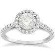 Halo Diamond Cathedral Engagement Ring Setting 14k White Gold (0.64ct)