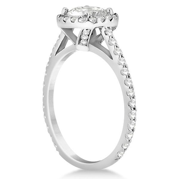 Halo Diamond Cathedral Engagement Ring Setting 14k White Gold (0.64ct)