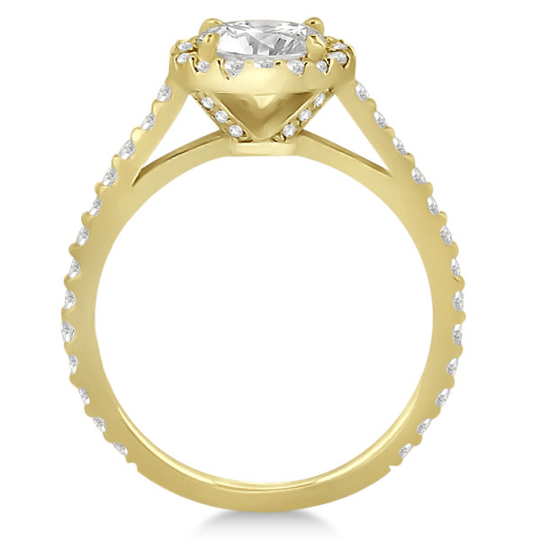 Halo Diamond Cathedral Engagement Ring Setting 14k Yellow Gold (0.64ct)