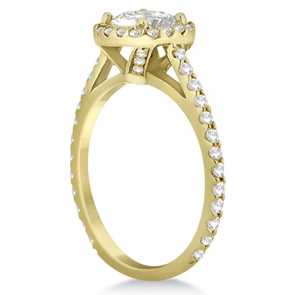 Halo Diamond Cathedral Engagement Ring Setting 14k Yellow Gold (0.64ct)