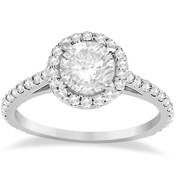 Halo Diamond Cathedral Engagement Ring Setting 18k White Gold (0.64ct)