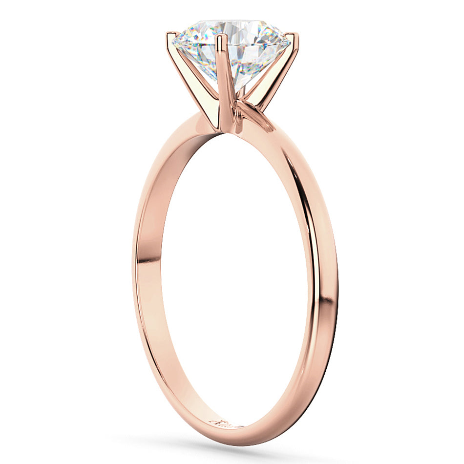 Four-Prong 18k Rose Gold Solitaire Engagement Ring Setting