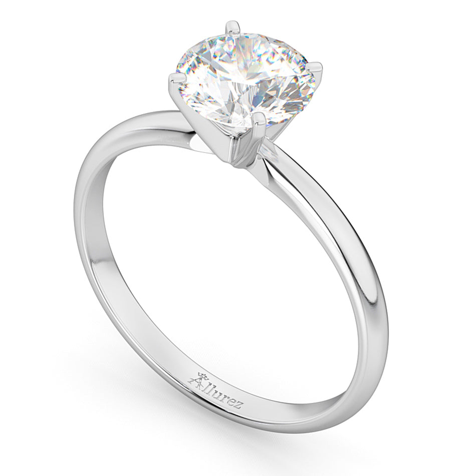 Four-Prong 18k White Gold Solitaire Engagement Ring Setting