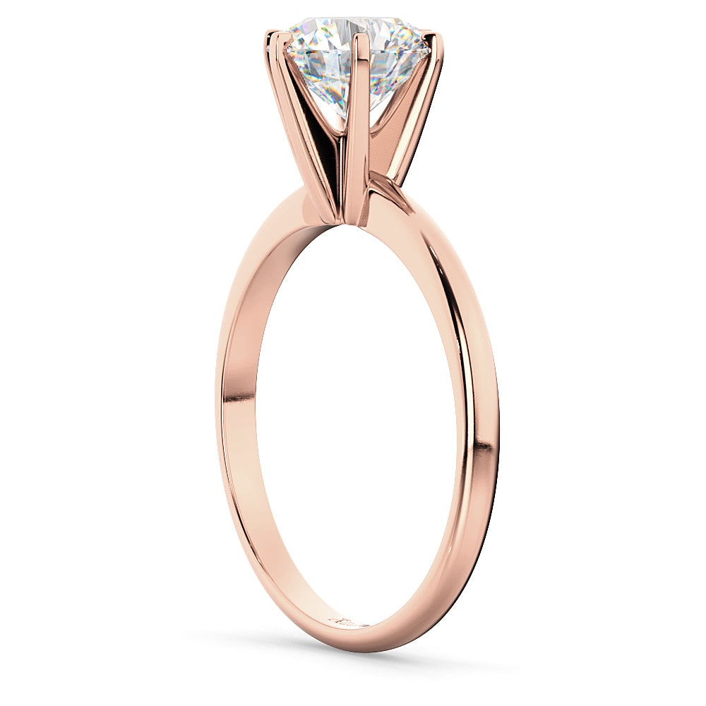 Six-Prong 14k Rose Gold Solitaire Engagement Ring Setting