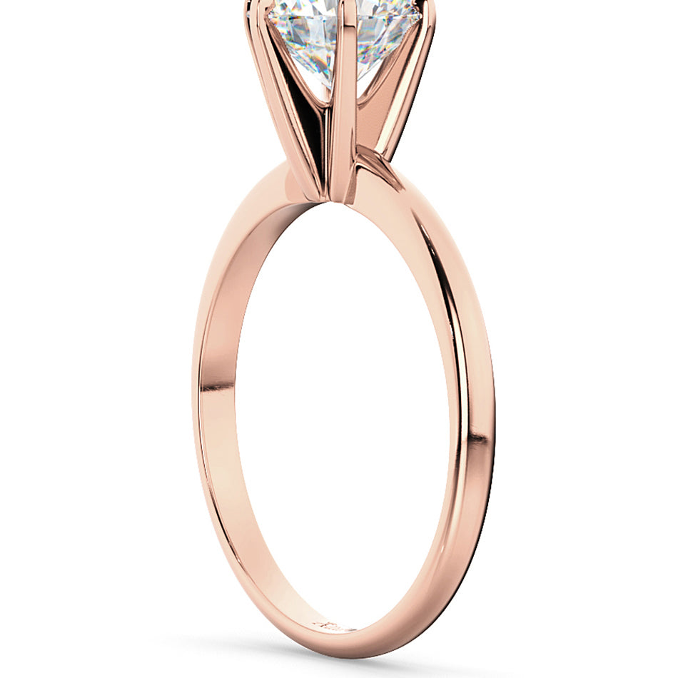 Six-Prong 18k Rose Gold Solitaire Engagement Ring Setting